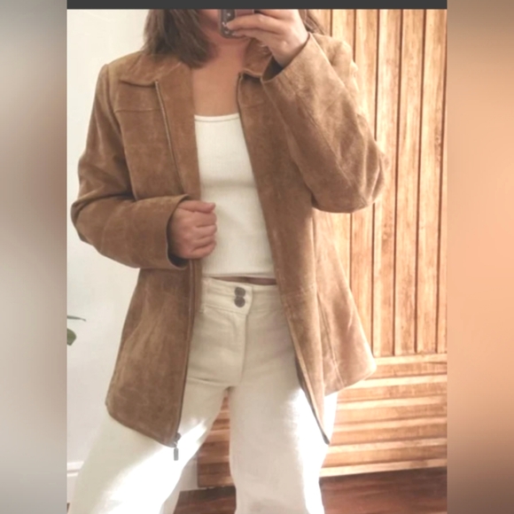 Studio Works Zip-up Polyester Jacket Size 14 Tan - Picture 8 of 8